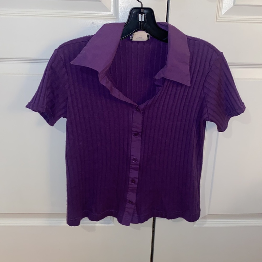 FASHION BUG purple button up shirt